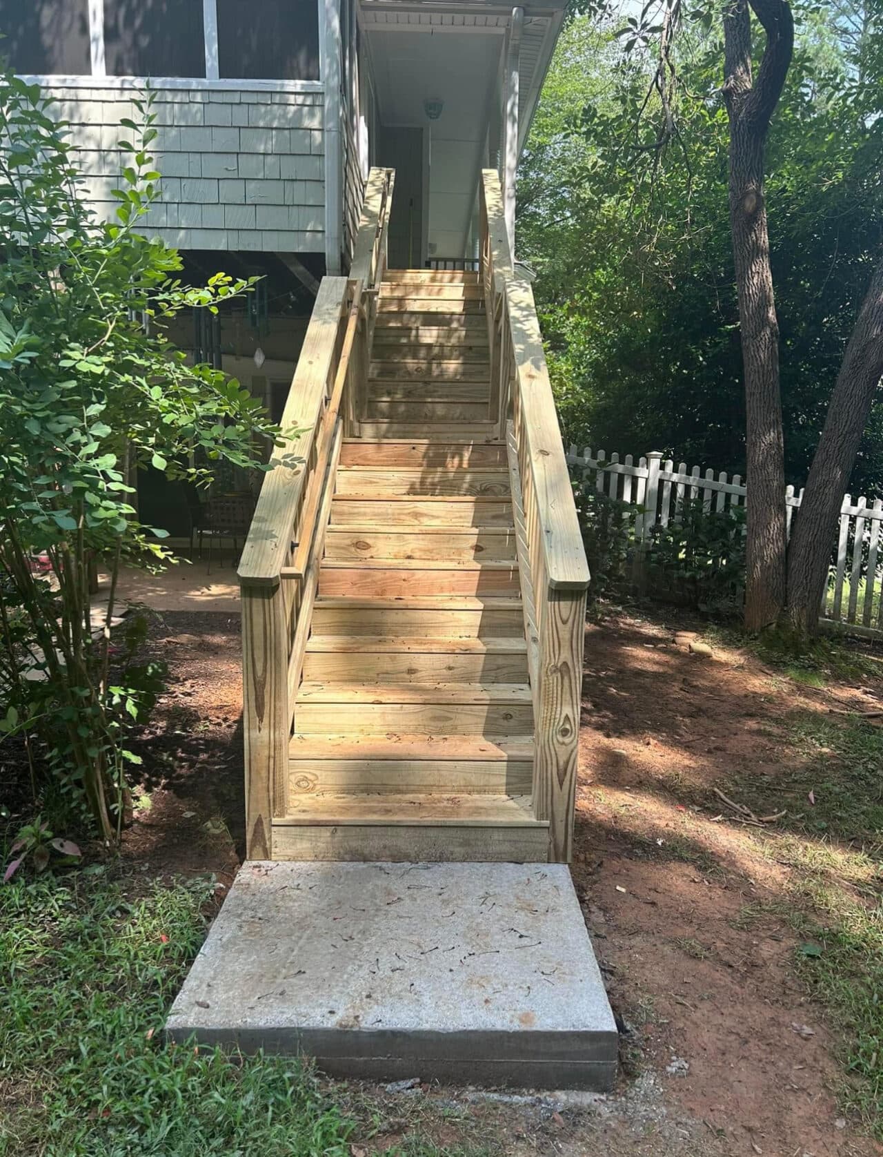 Built stairs coming off an existing deck